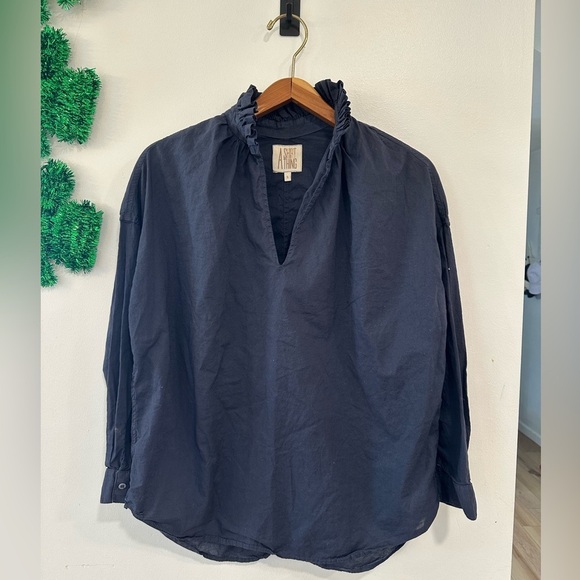 A Shirt Thing Women's Cotton Penelope Top Midnight Navy Size Small Ret $248 - Picture 3 of 11